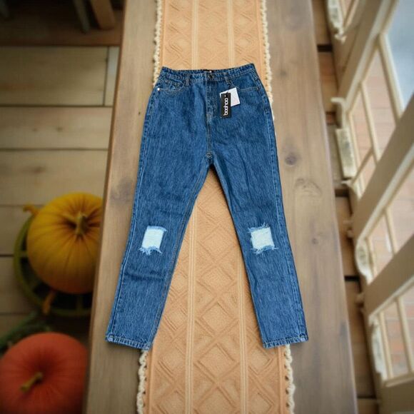 NWT BooHoo Hi Rise Jeans Size 10 Tall 31x 30 #106 - Picture 1 of 5